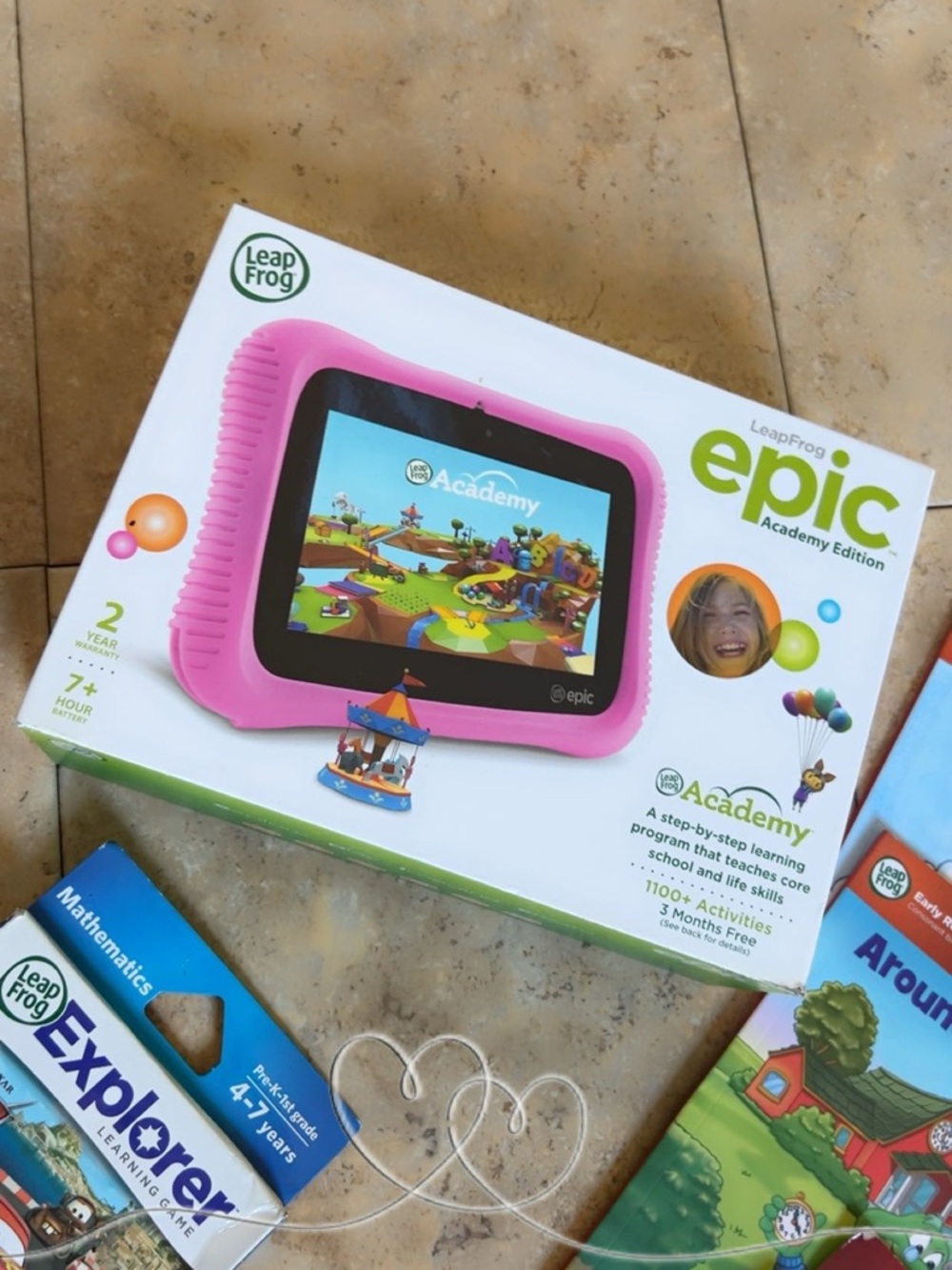 LeapFrog Epic Academy Edition Kids Tablet - Pink Books & Games Included lot 12